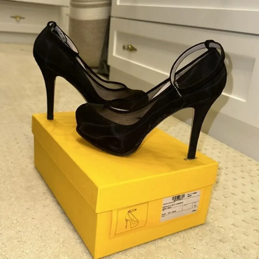 Fendi -  Mesh & Suede Decollete Platform Heel - Picture 8 of 10